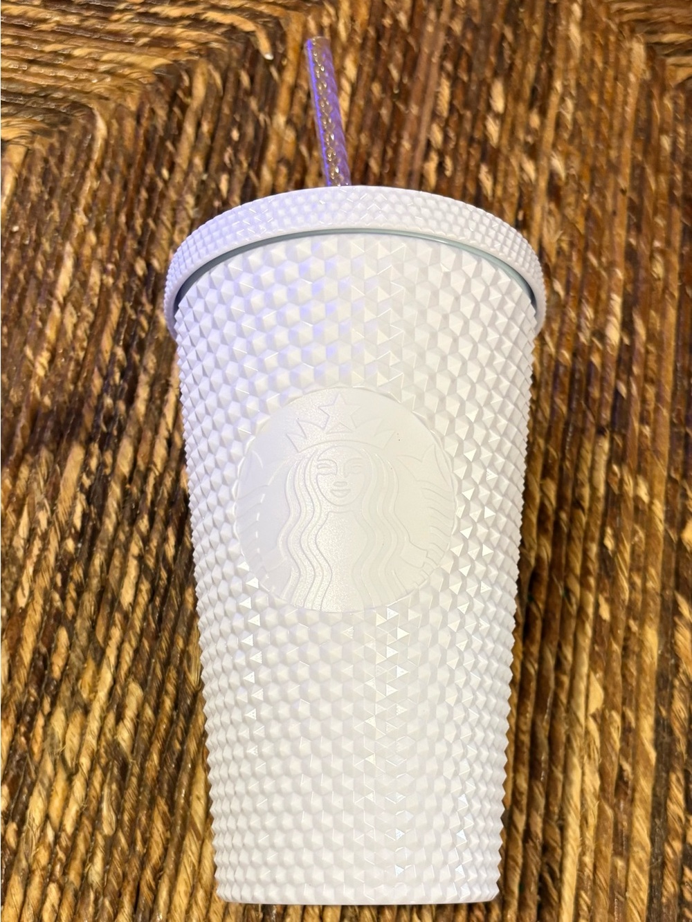 Starbucks White Studded Reusable Tumbler with Straw - NEW